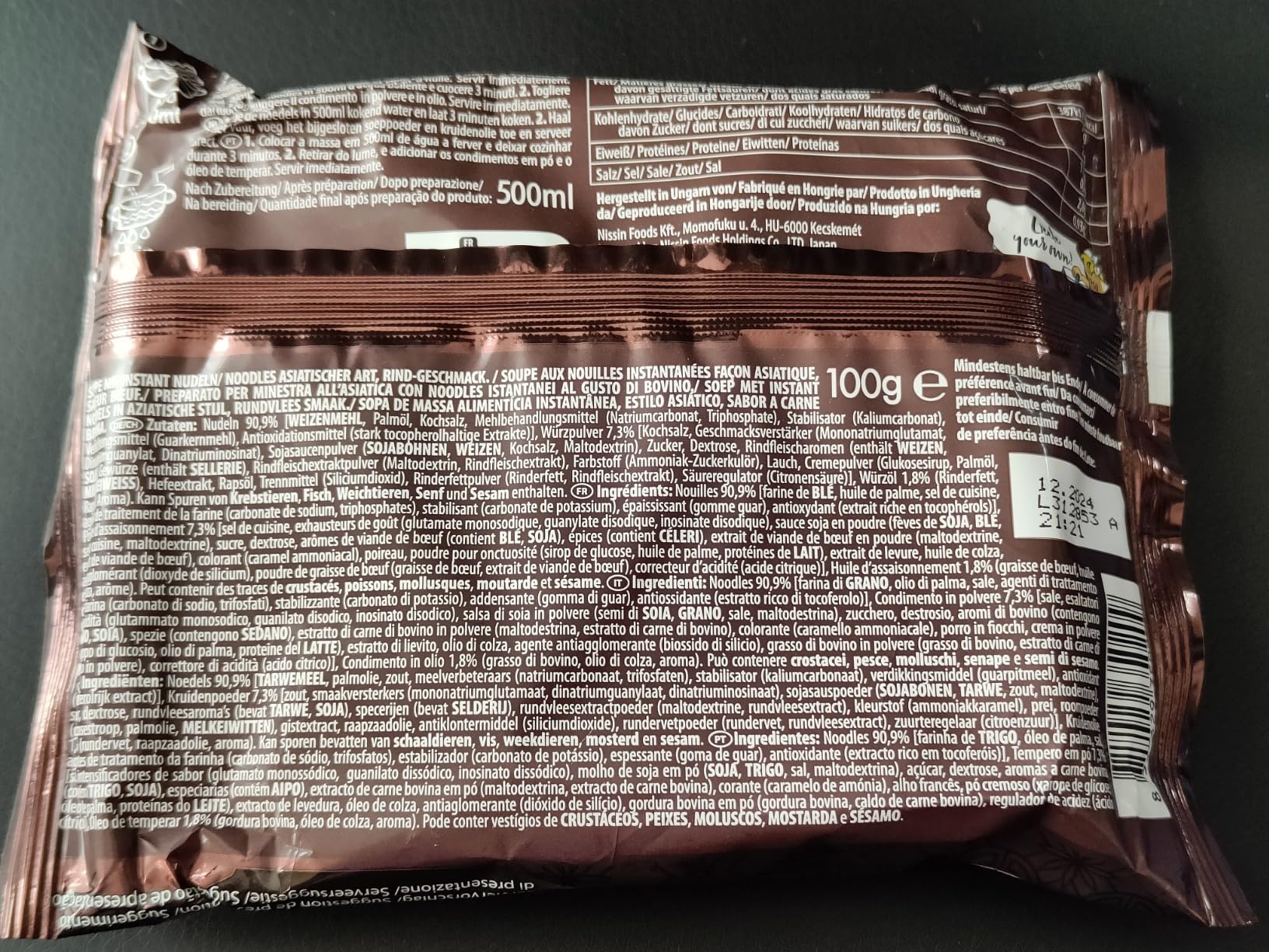 Nissin Demae Ramen Rind Instant-Nudeln 100g kräftig