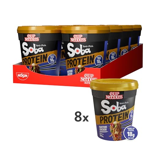 Nissin Cup Noodles Soba Yakitori Chicken Instant-Nudeln 8x90g proteinreich