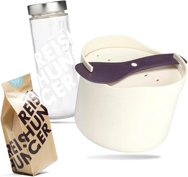 Reishunger Starter Set Mikrowellen-Reiskocher 1,7l weiß 3x600g