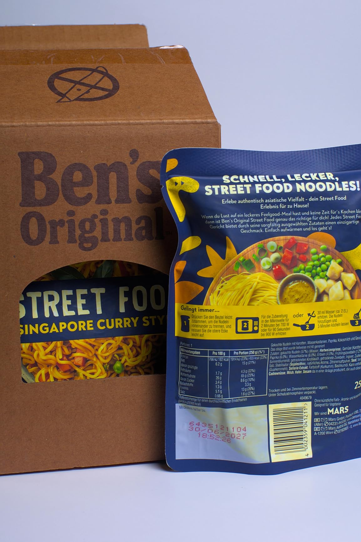 Ben's Original Street Food Singapore Curry Noodles 6x250g