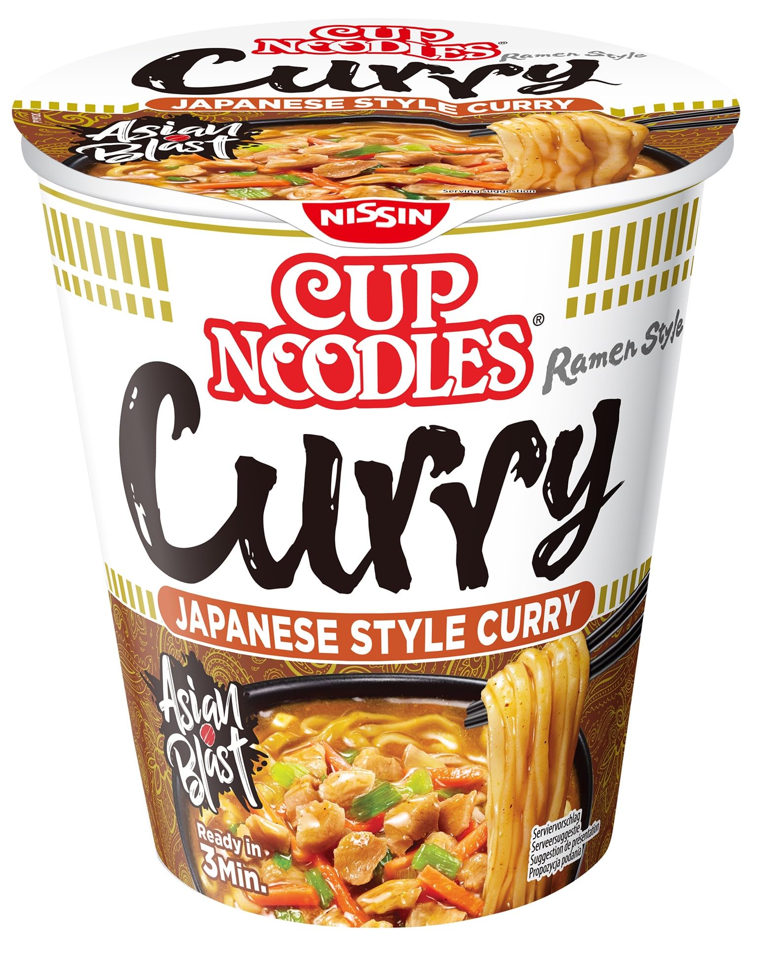 Nissin Cup Noodles Curry 8x63g Becher Huhn