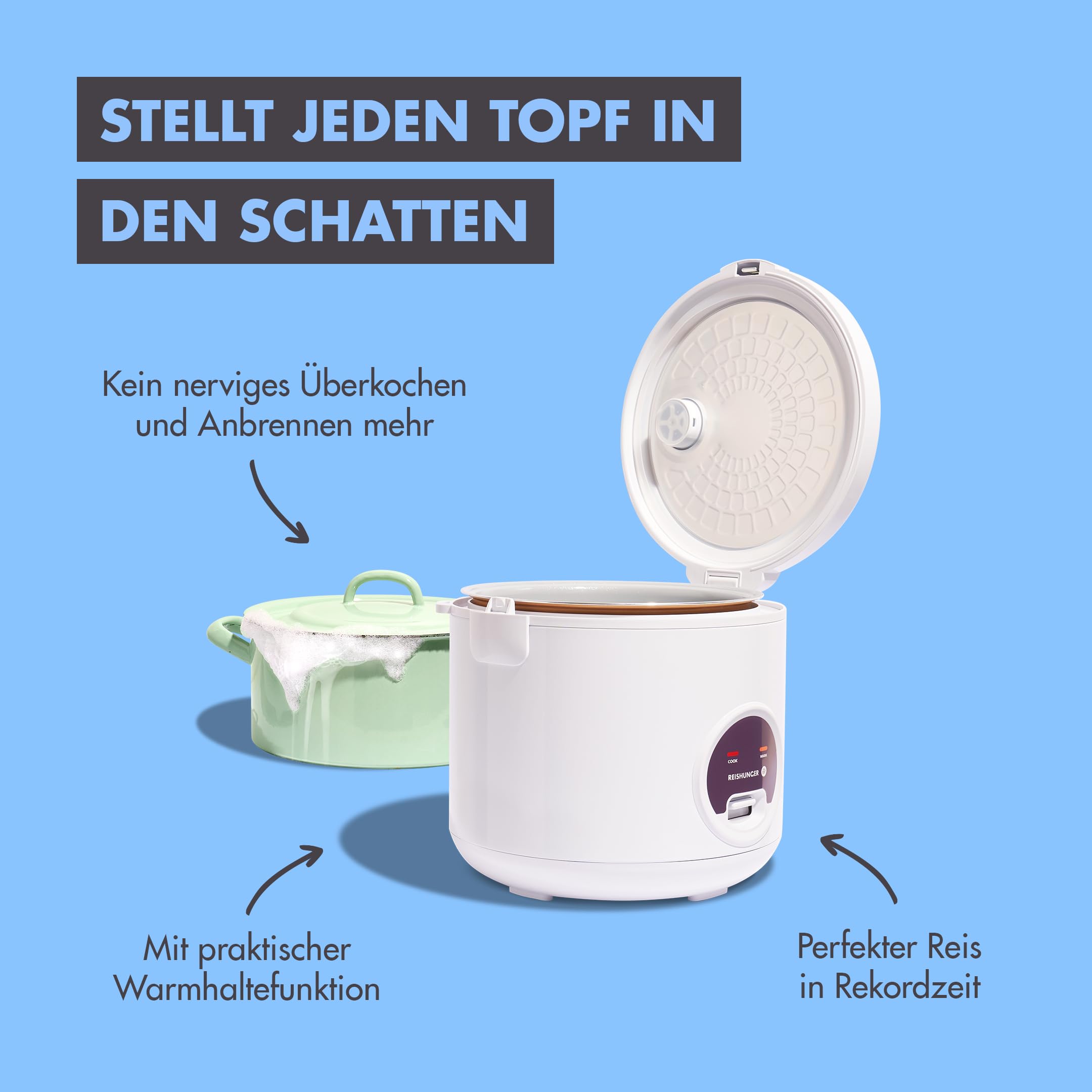 Reishunger Basis Reiskocher 1,8L Starterset Weiß Keramik