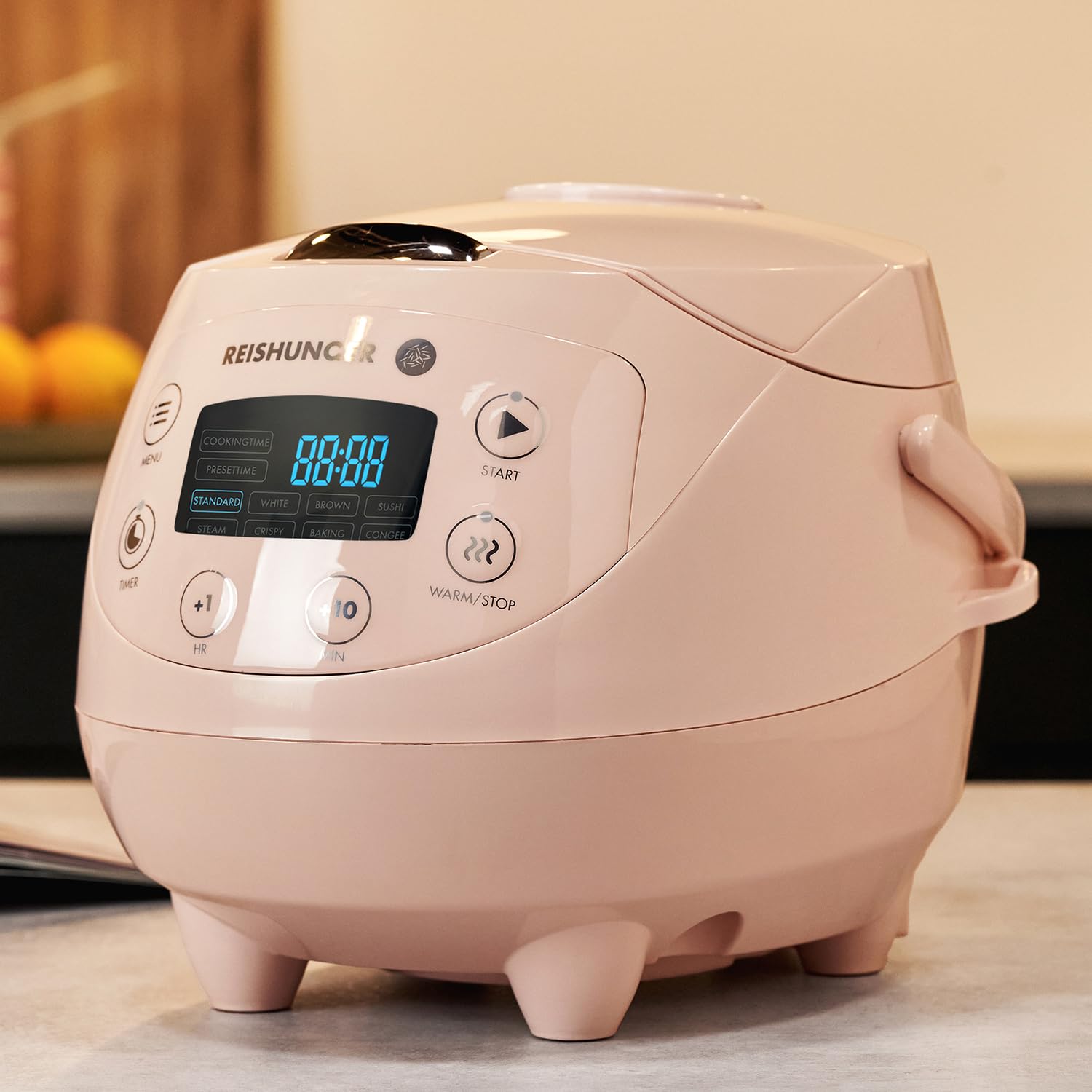 Reishunger Digitaler Mini Reiskocher 0,6 L rosa 3 Portionen