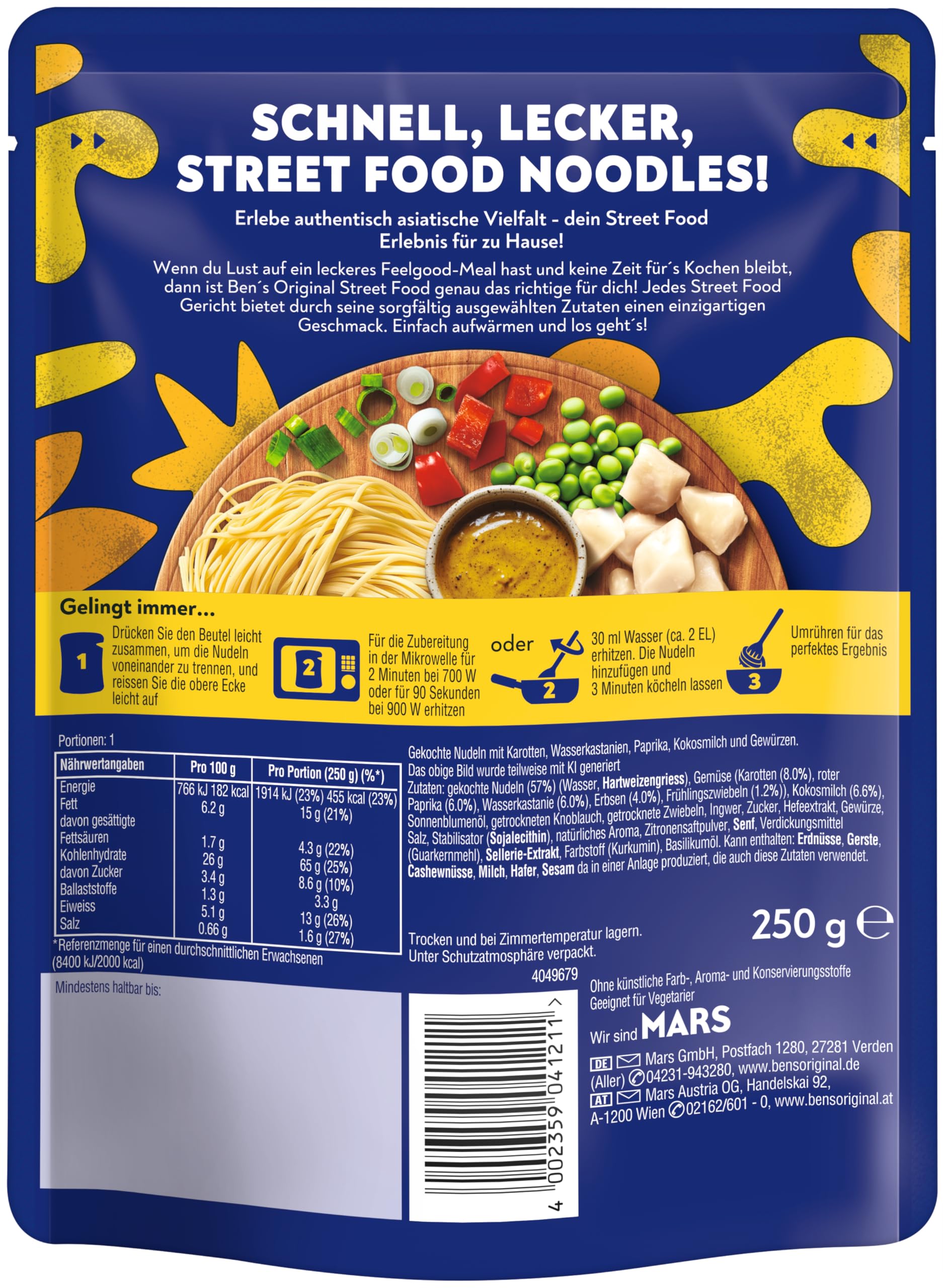 Ben's Original Street Food Singapore Curry Noodles 6x250g
