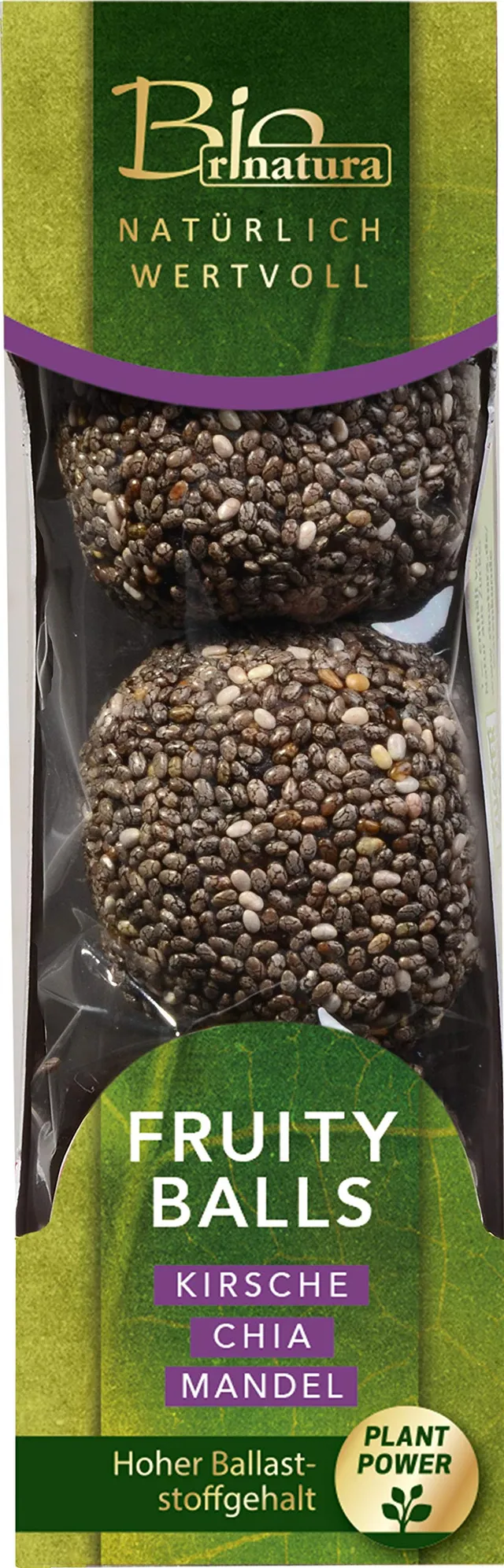 rinatura Fruity Balls Chia Kirsch Mandel Snack 60g bio