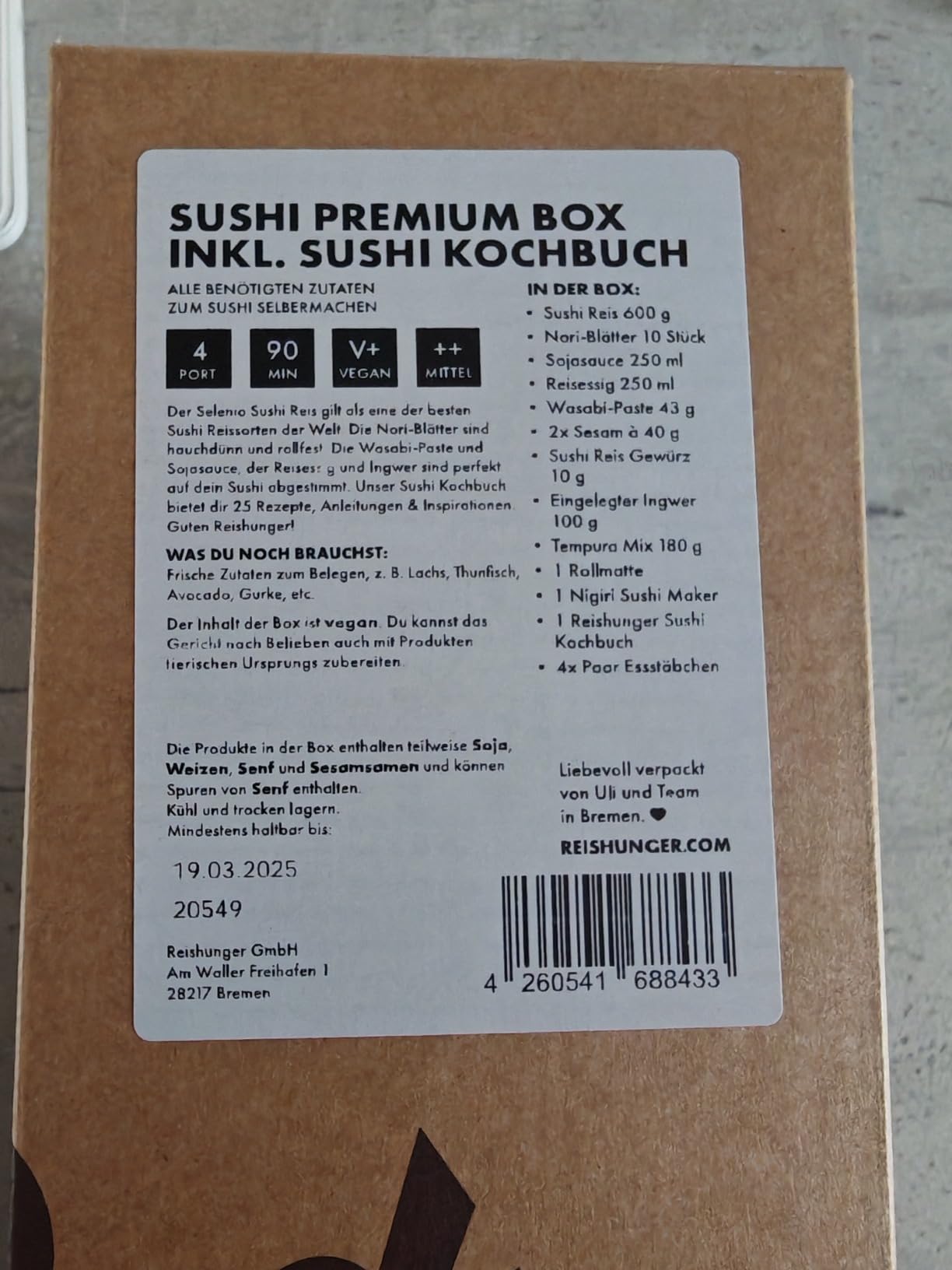 Reishunger Sushi Premium Box 13-teiliges Sushi-Set mit Reis