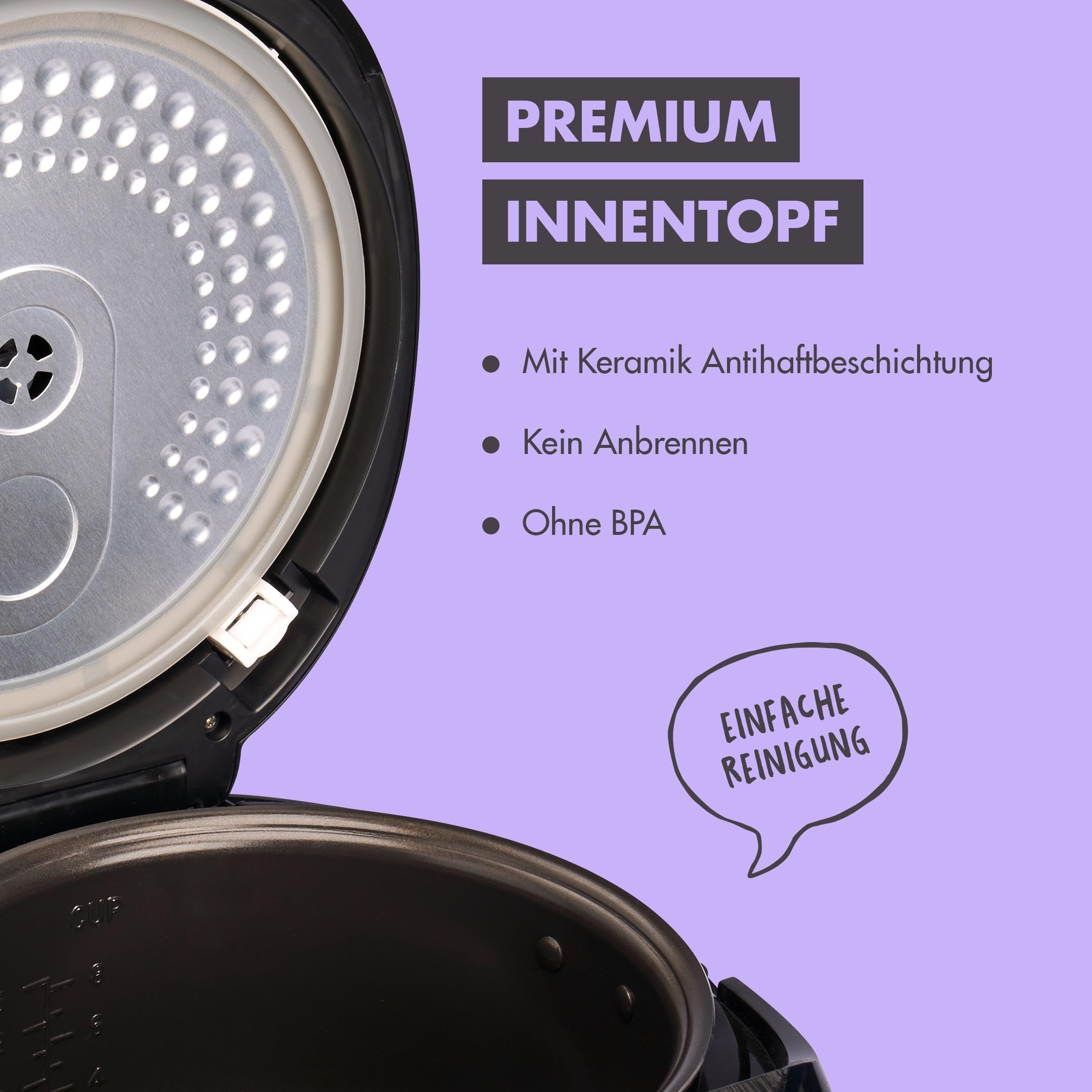 Reishunger Digitaler Reiskocher Starter Set Schwarz 1,5l