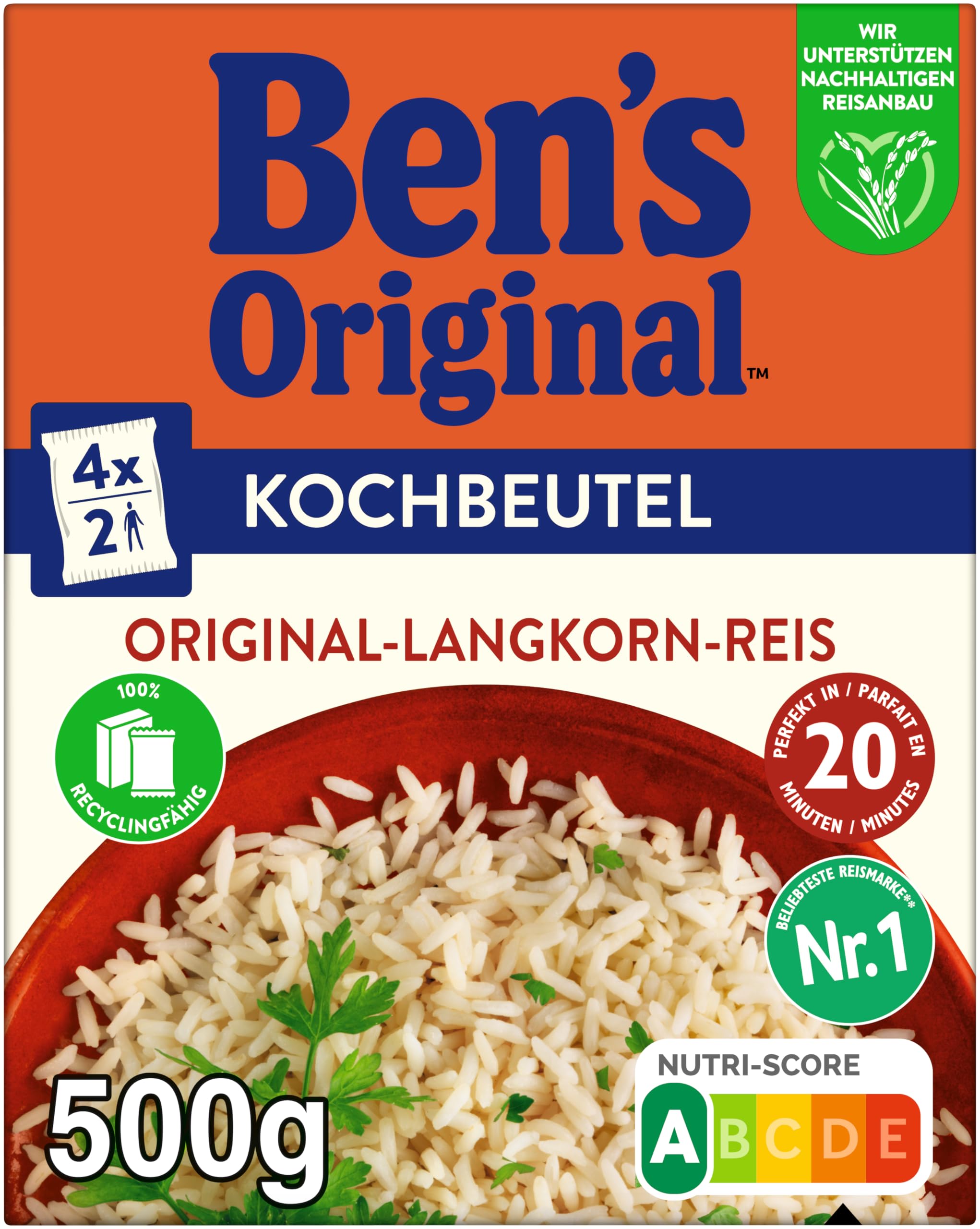 Ben's Original Langkorn Reis Kochbeutel 9x500g 20 Min