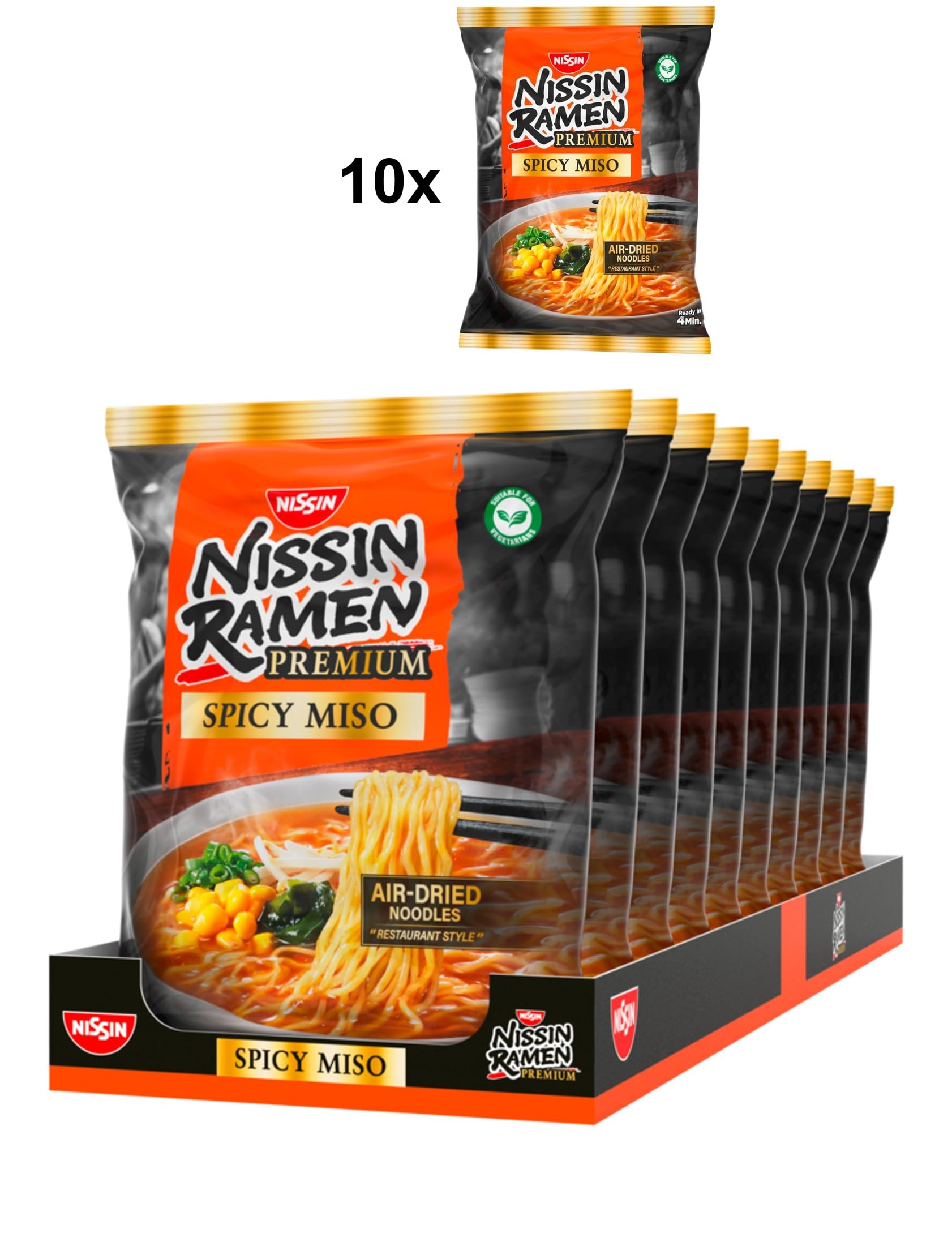 Nissin Ramen Premium Spicy Miso Instant-Ramen 10er Pack