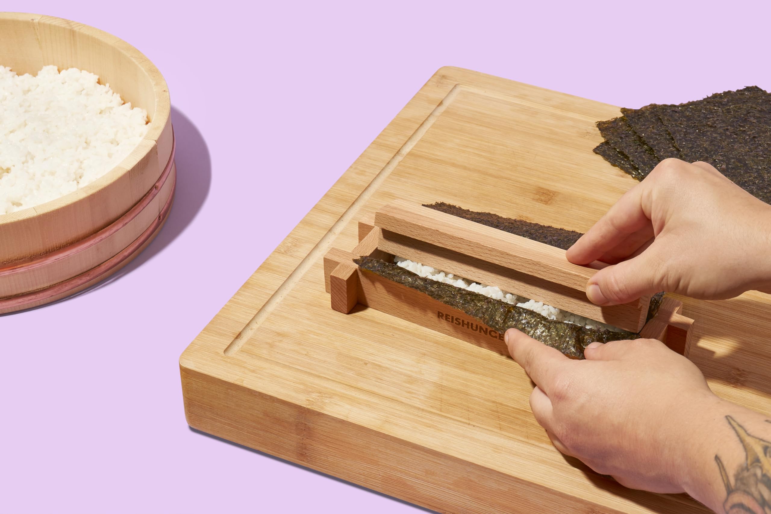 Reishunger Sushi Maker Kit Birkenholz Maki 6-8 Stück