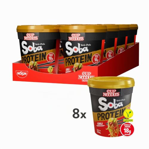 Nissin Cup Noodles Soba Protein Chili Becher 8er Pack vegan