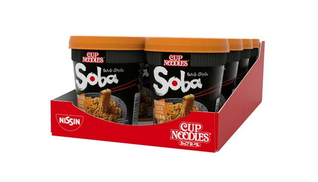 Nissin Cup Noodles Soba Peking Duck Instant-Nudeln 8x87 g Sauce