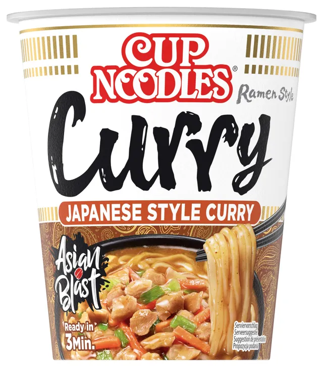 Nissin Cup Noodles Curry 8x63g Becher Huhn