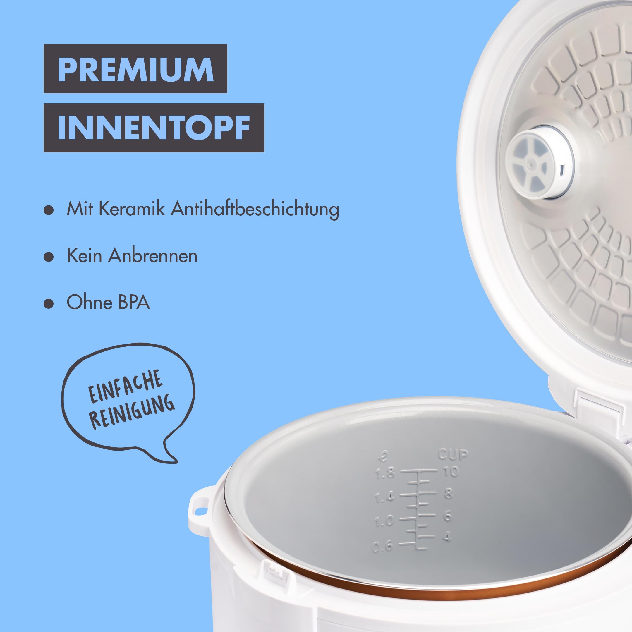 Reishunger Basis Reiskocher 1,8L Starterset Weiß Keramik