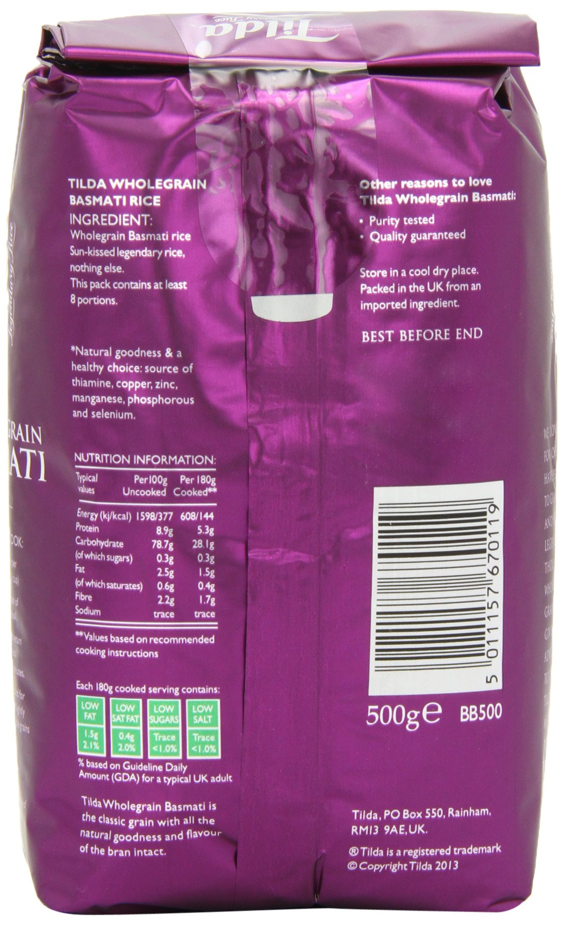 Tilda Vollkorn Basmati Reis Vollkornreis 5x500g ballaststoffreich