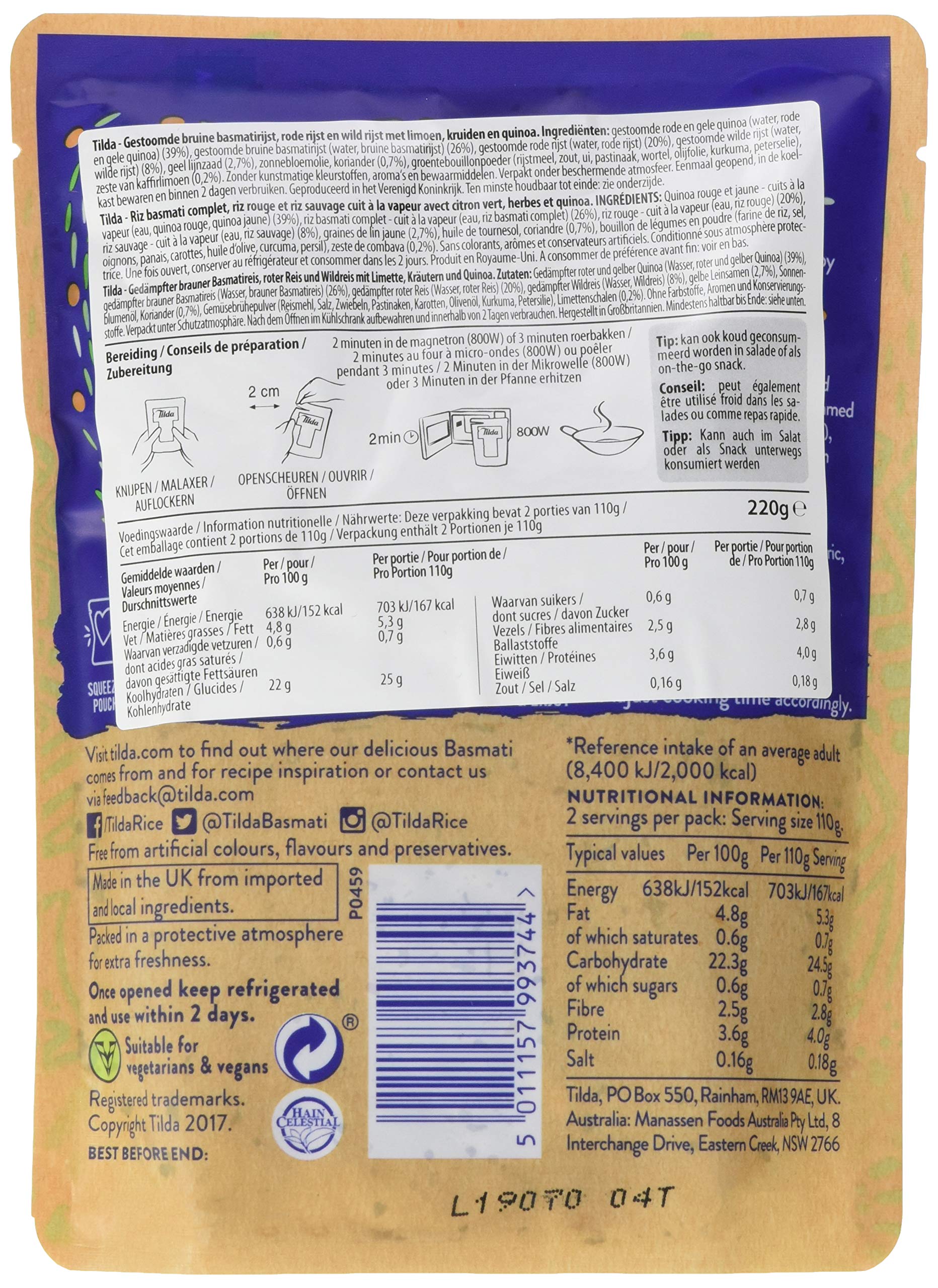 Tilda Super Grains Limette Kräuter Reis 6x220g glutenfrei