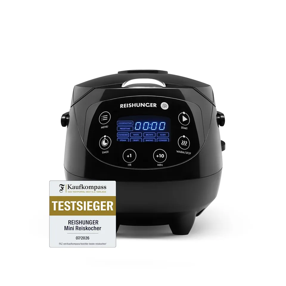 Reishunger Digital Mini Reiskocher 0,6 L Schwarz 8 Programme