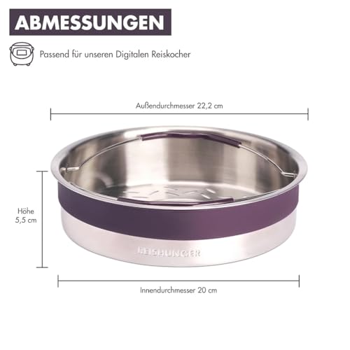 Reishunger Digitaler Reiskocher Dämpfeinsatz Edelstahl 1,5L