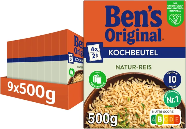 Ben's Original Natur Reis Kochbeutel 9x500 g Multipack