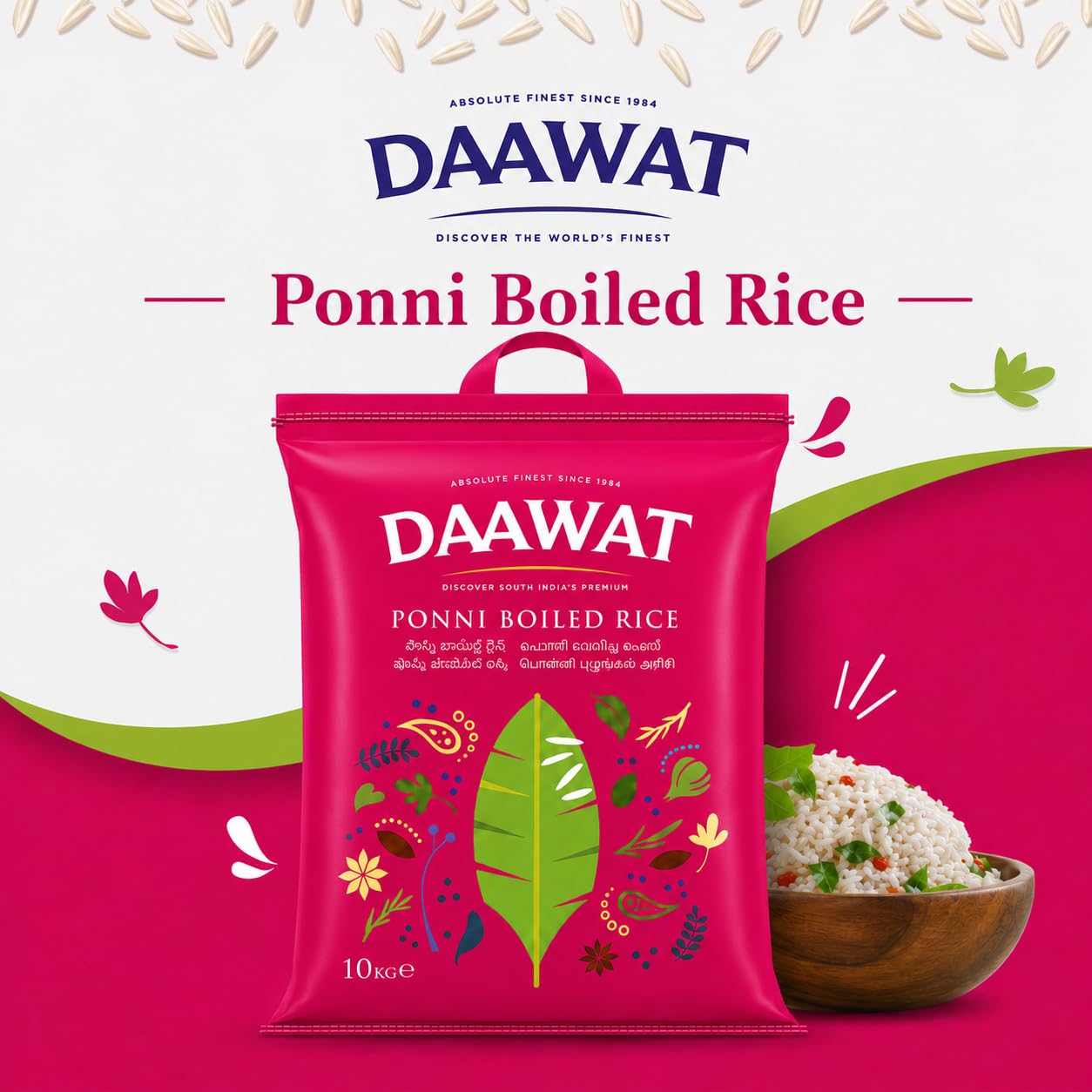 Daawat Ponni Parboiled Reis 10kg weich