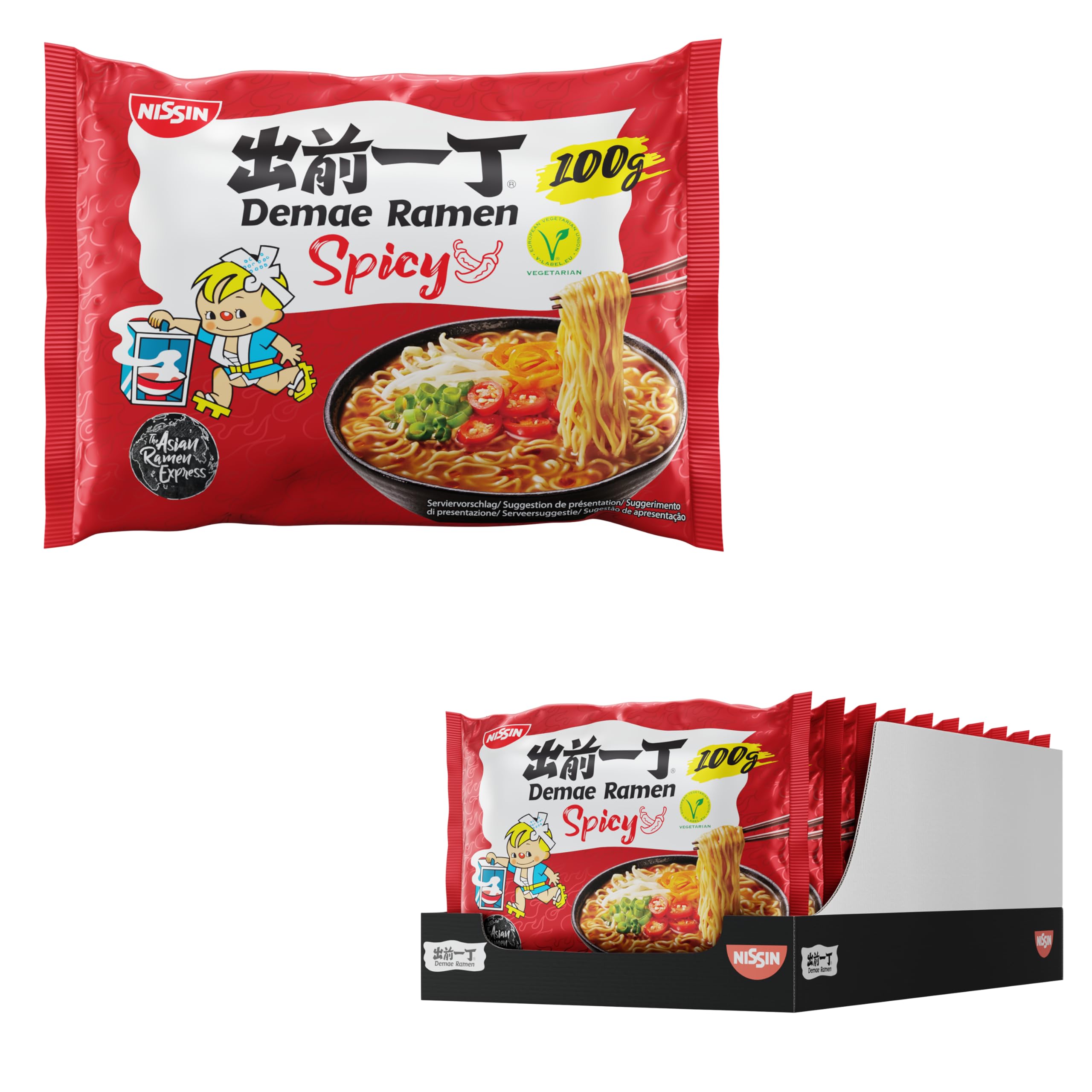 Nissin Demae Ramen Spicy Instant-Nudeln 10x100 g
