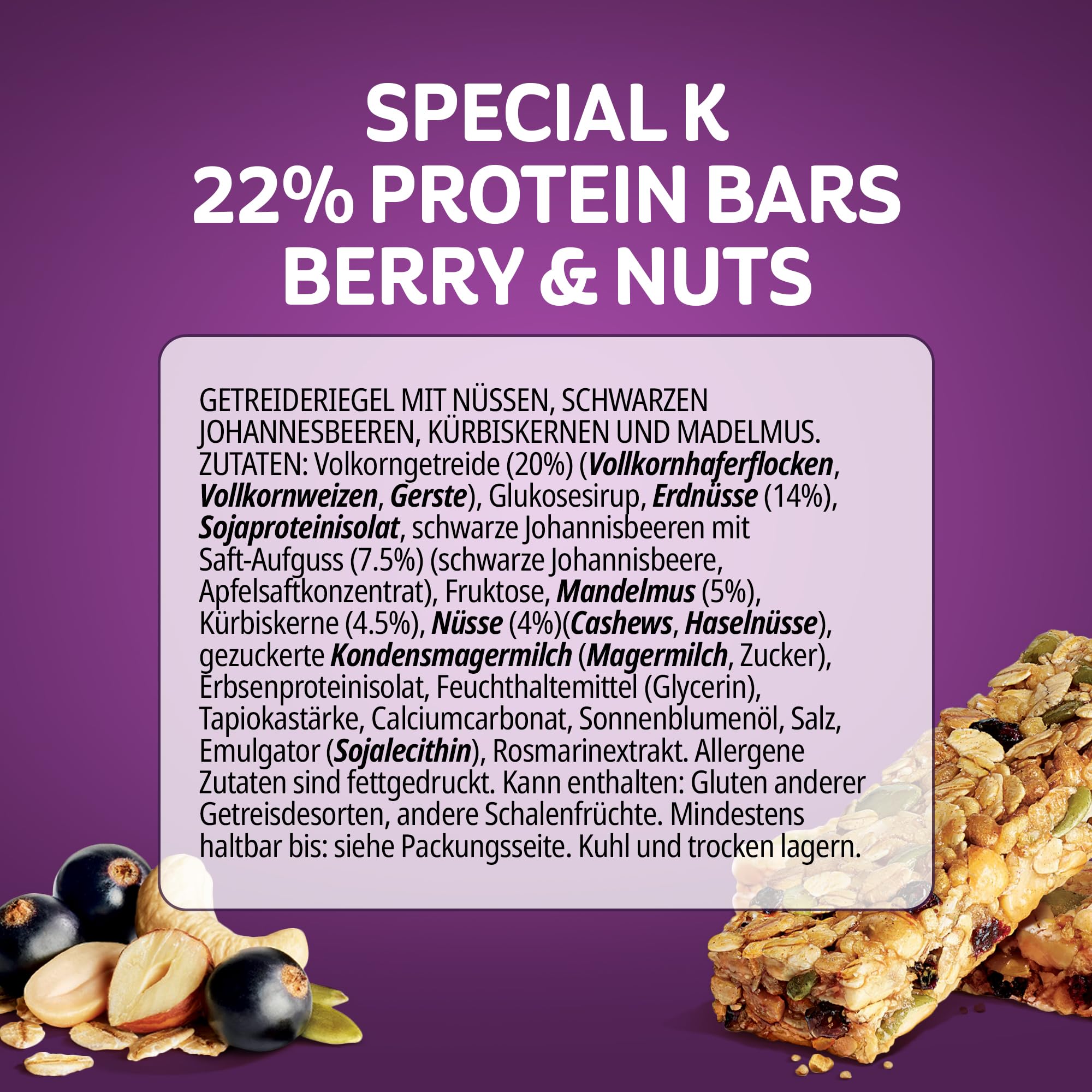 Kellogg's Special K Blackcurrant Proteinriegel 18x35g ballaststoffreich