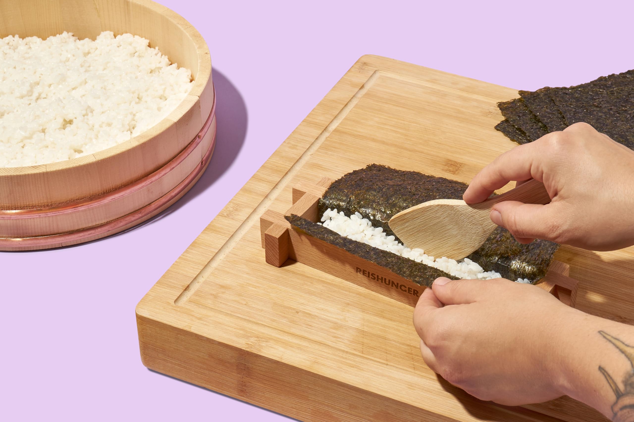 Reishunger Sushi Maker Kit Birkenholz Maki 6-8 Stück