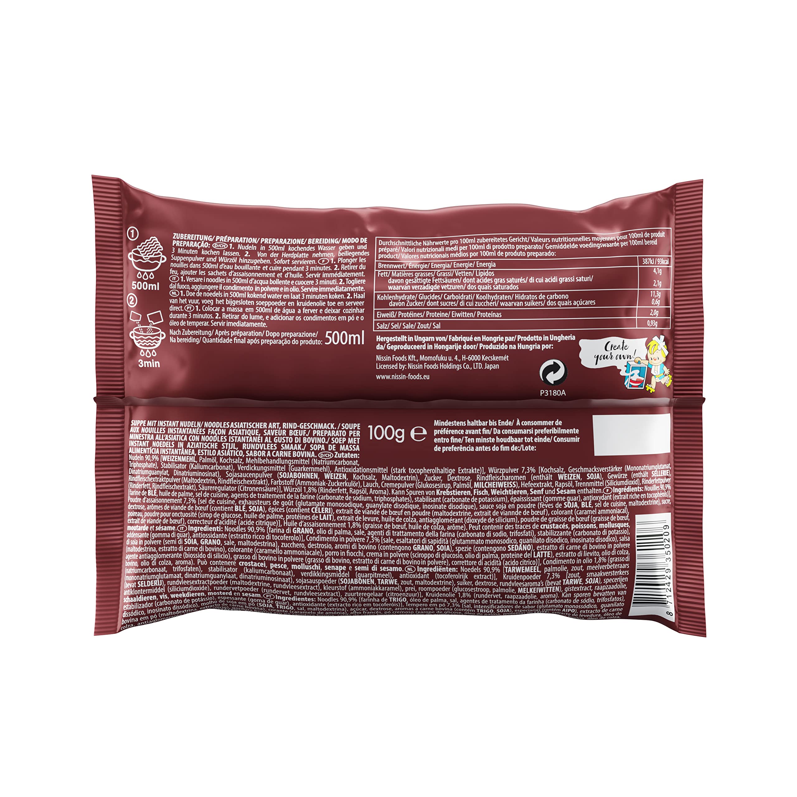 Nissin Demae Ramen Rind Instant-Nudeln 100g kräftig