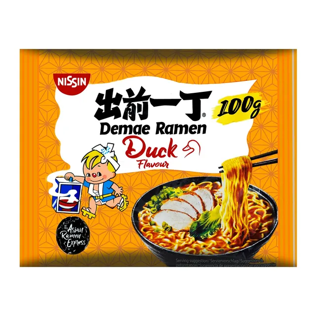 Nissin Demae Ramen Ente Instant-Nudeln 100g Ente-Knoblauch