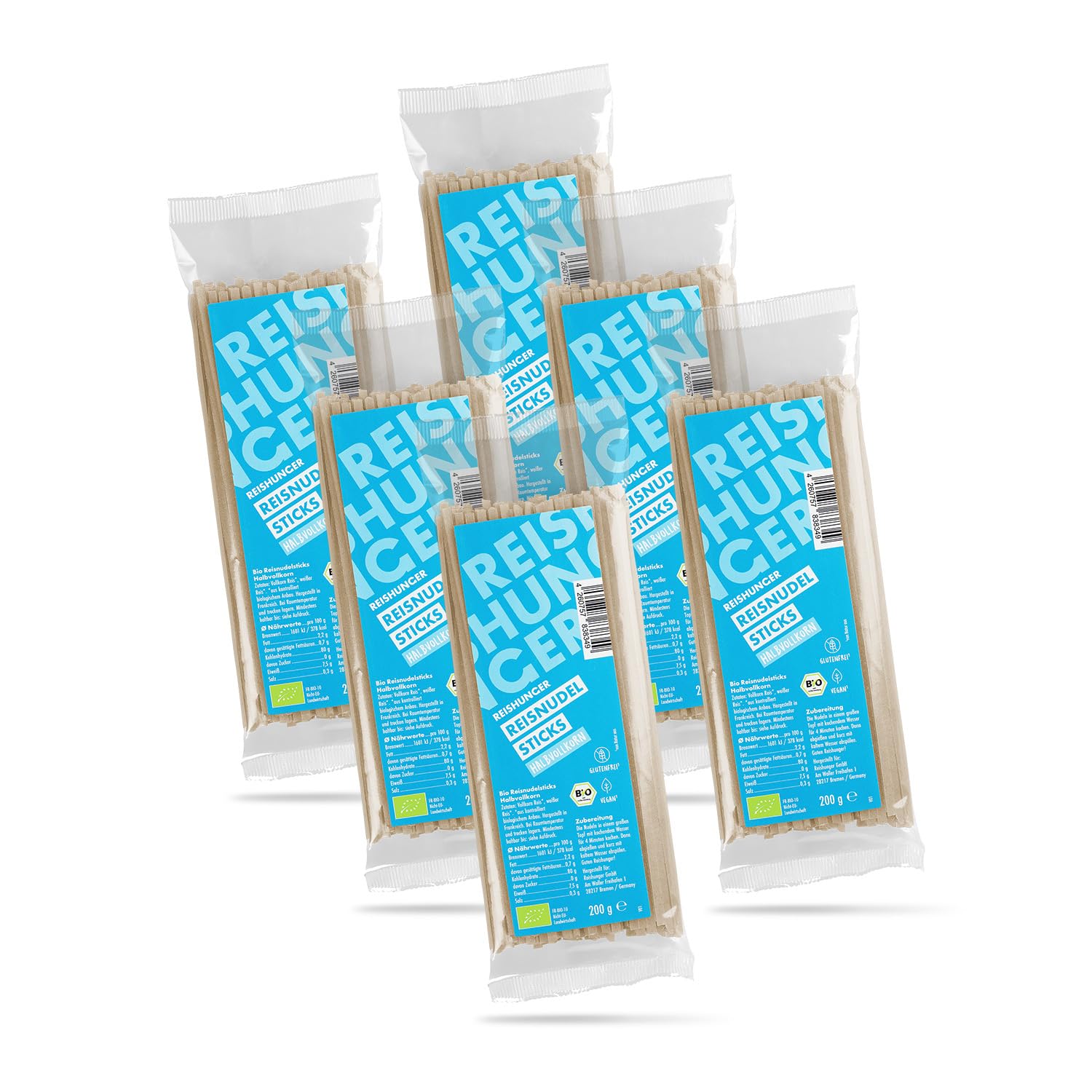 Reishunger Bio Reisnudel Sticks Halbvollkorn 4 x 200 g