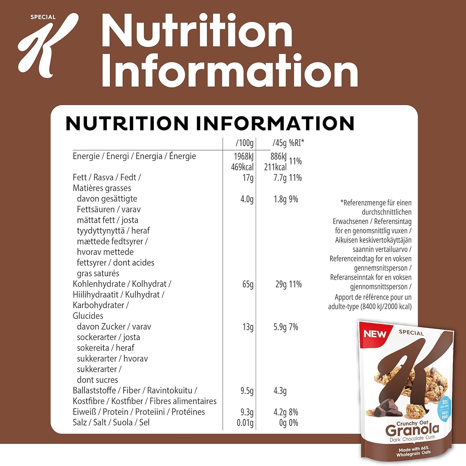 Kellogg's Special K Crunchy Oat Granola Dark Chocolate Curls Müsli 6x320g
