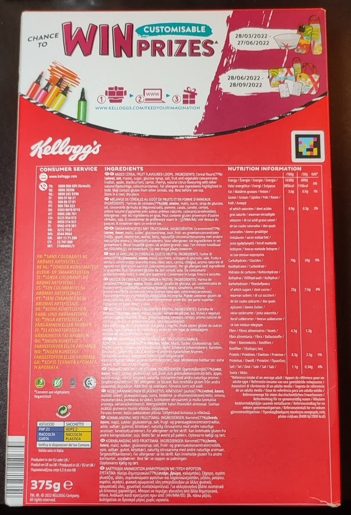 Kellogg's Froot Loops Cerealien 375 g Fruchtgeschmack