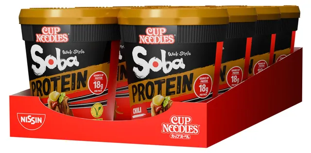 Nissin Cup Noodles Soba Protein Chili Becher 8er Pack vegan