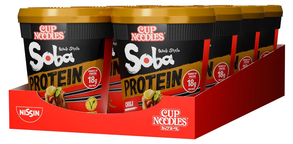 Nissin Cup Noodles Soba Protein Chili Becher 8er Pack vegan