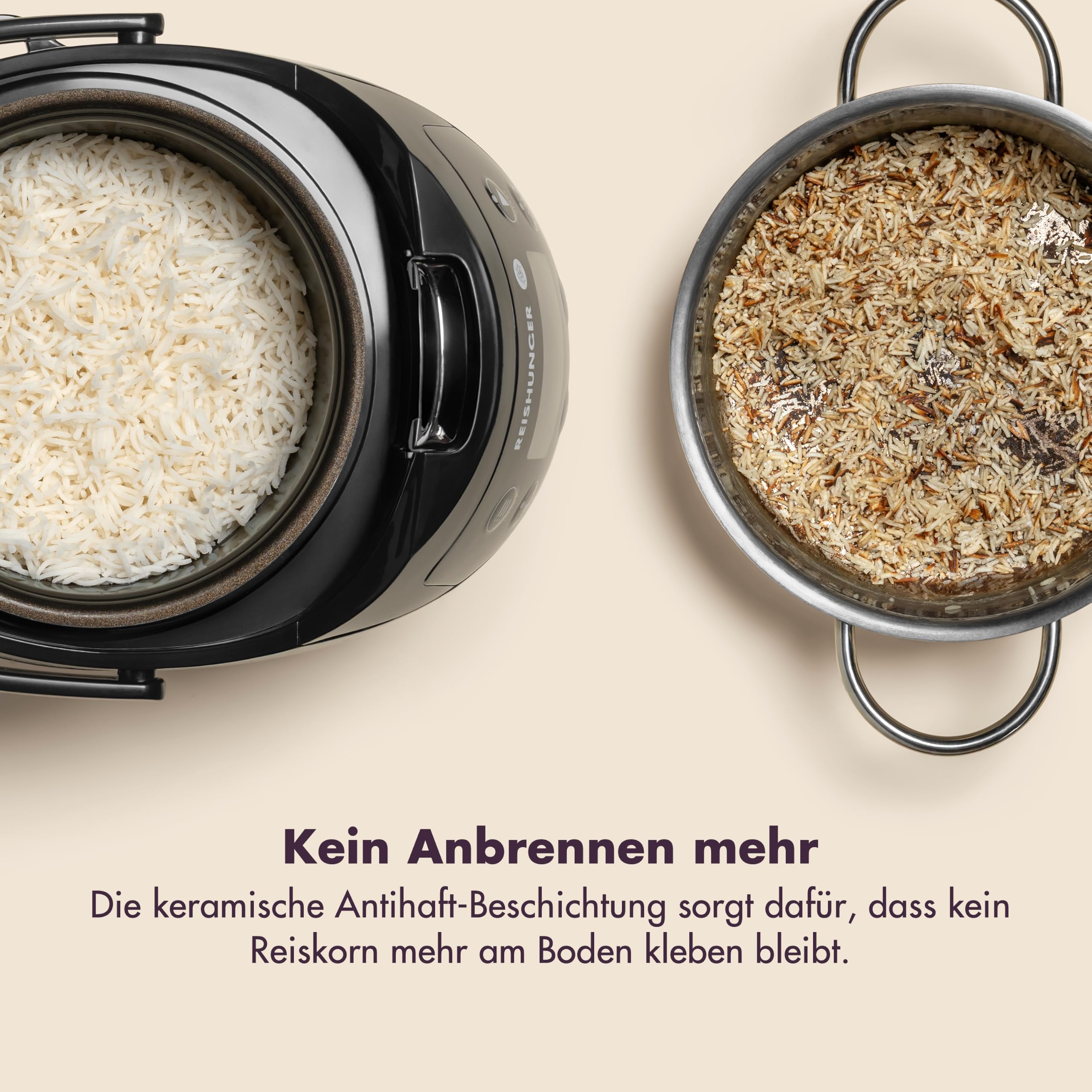 Reishunger Digital Mini Reiskocher 0,6 L Schwarz 8 Programme