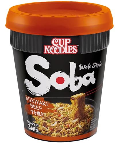 Nissin Cup Noodles Soba Sukiyaki Beef Becher 8x89g Rind
