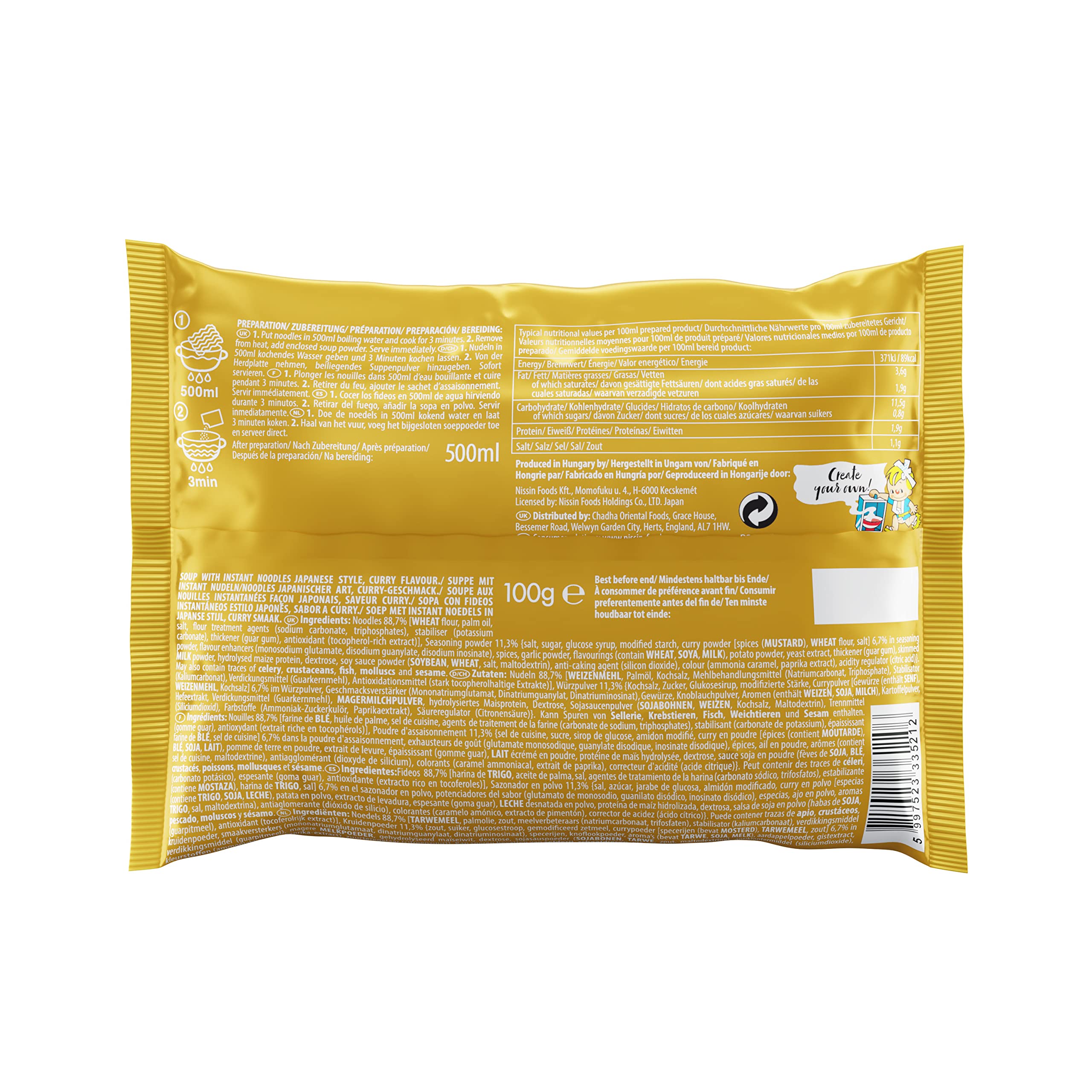Nissin Demae Ramen Japanese Curry Instant-Nudeln 10x100g mild