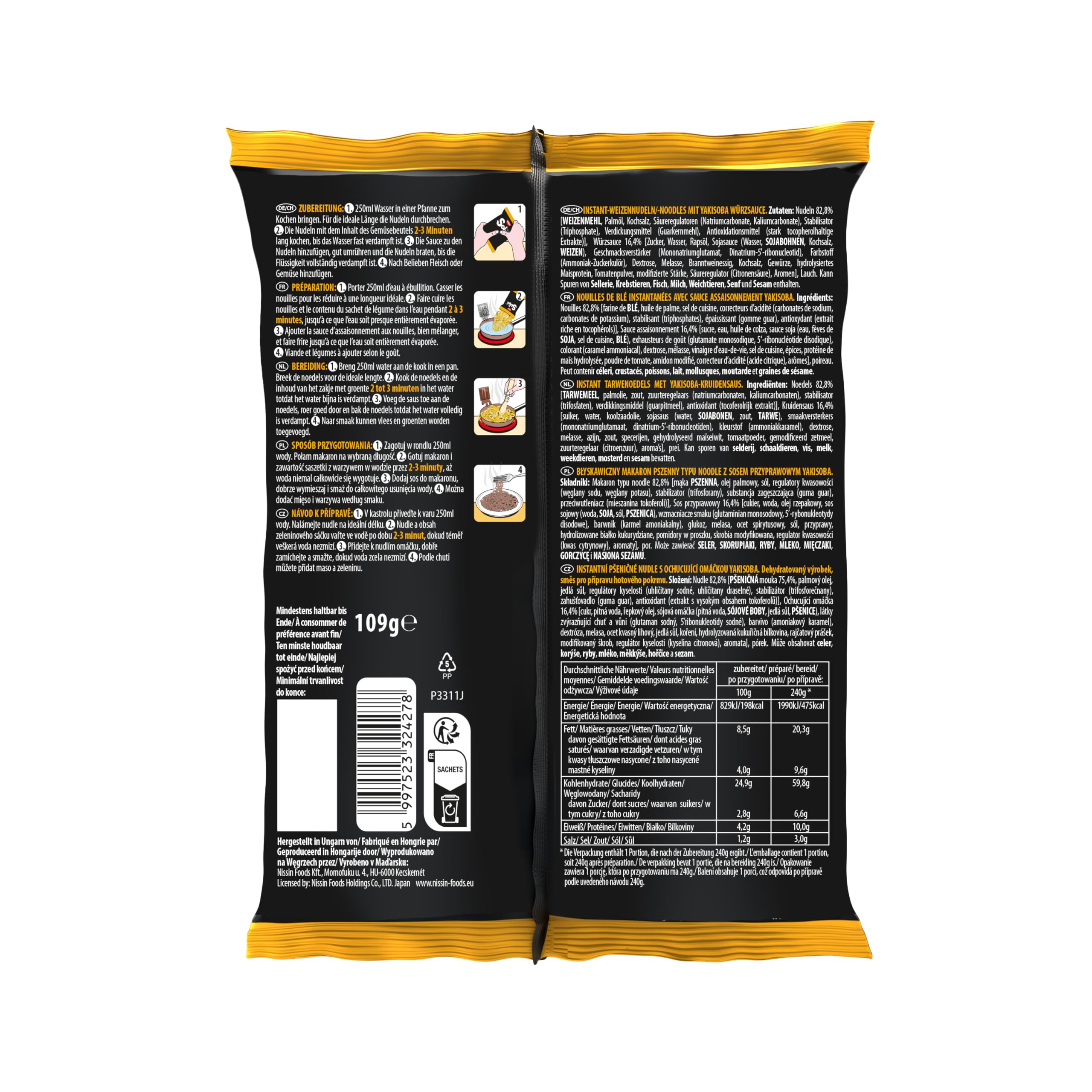 Nissin Soba Bag Classic Instant-Nudeln 109g Yakisoba