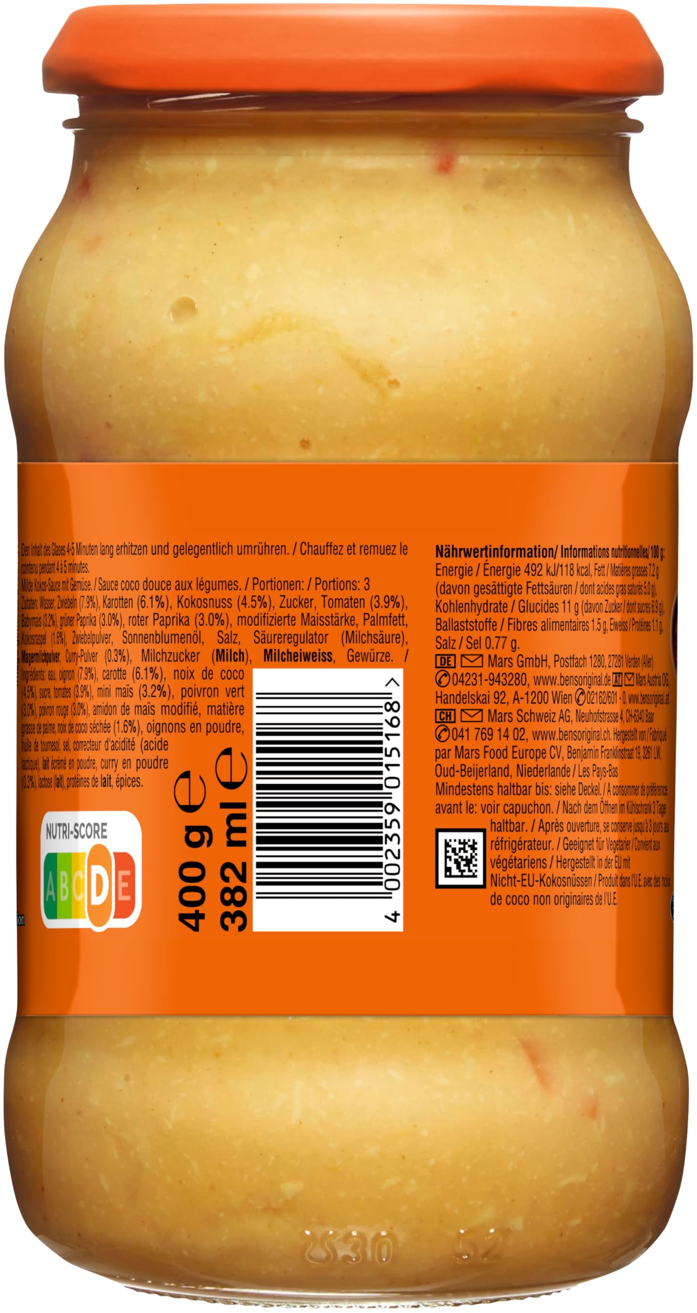 Ben's Original Cremiges Curry Sauce Gelbes Thai 6x400g mild