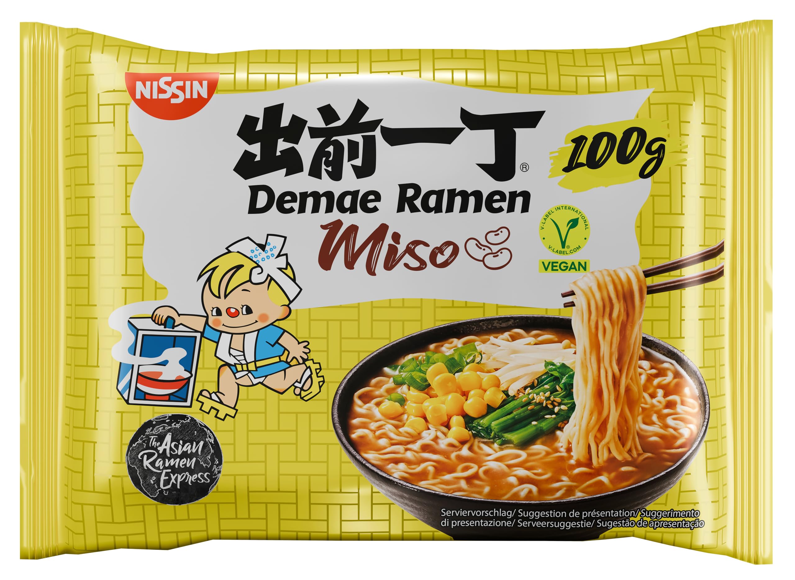 Nissin Demae Ramen Miso Instant-Nudeln 10x100g vegan