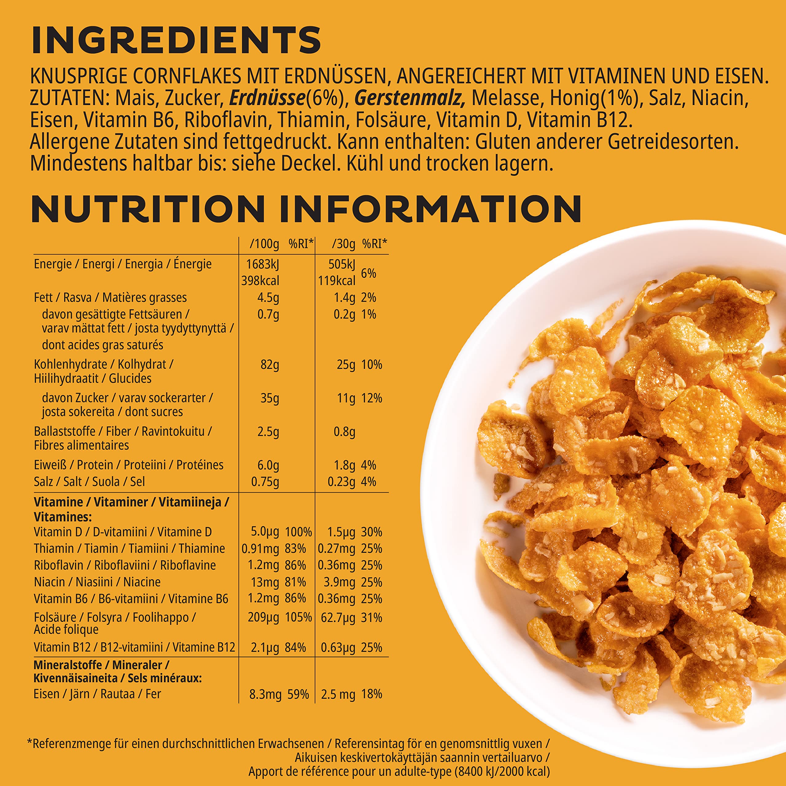 Kellogg's Crunchy Nut Cornflakes Honig-Erdnuss 720g