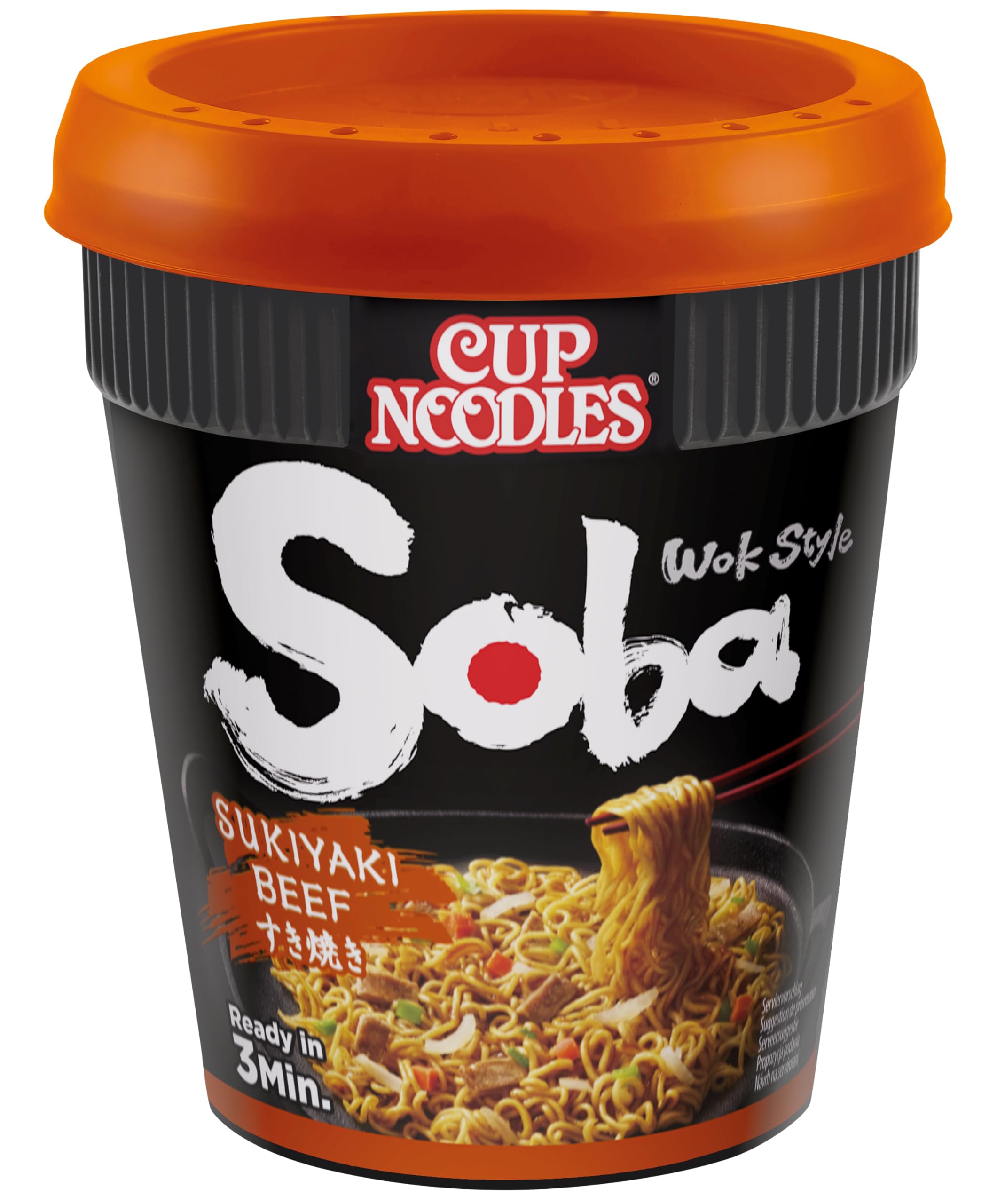 Nissin Cup Noodles Soba Sukiyaki Beef Becher 8x89g Rind