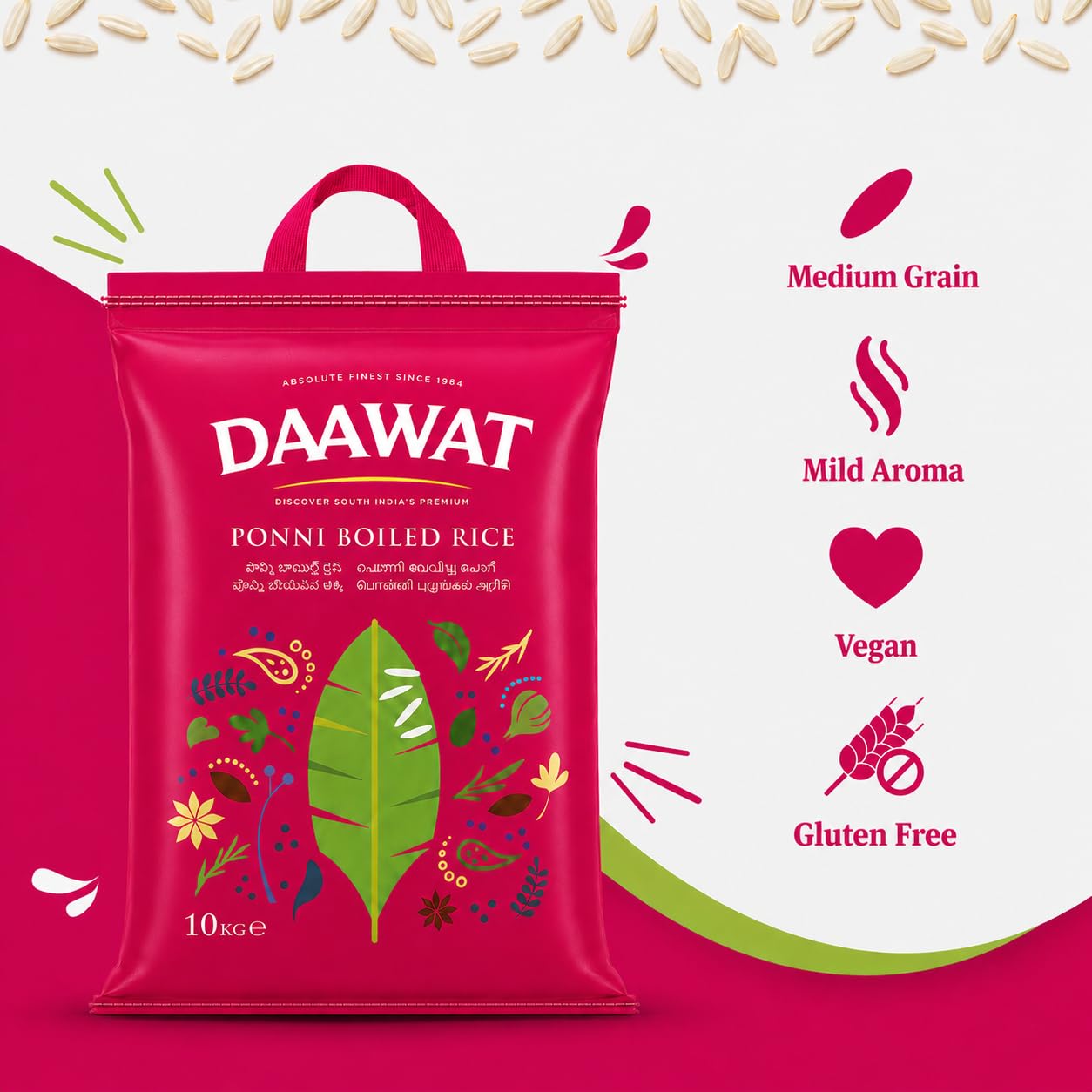 Daawat Ponni Parboiled Reis 10kg weich