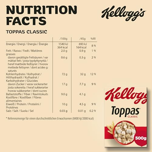 Kellogg's Toppas Vollkorn-Cerealien 6x500g ballaststoffreich
