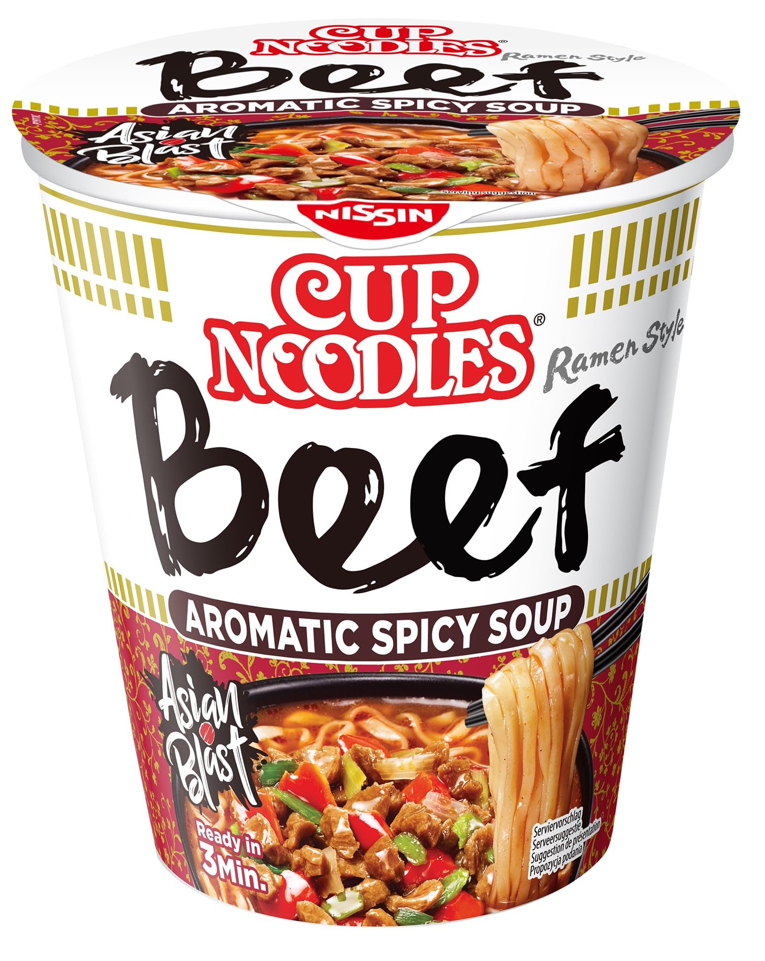Nissin Cup Noodles 5 Spices Beef Becher 64g Rind