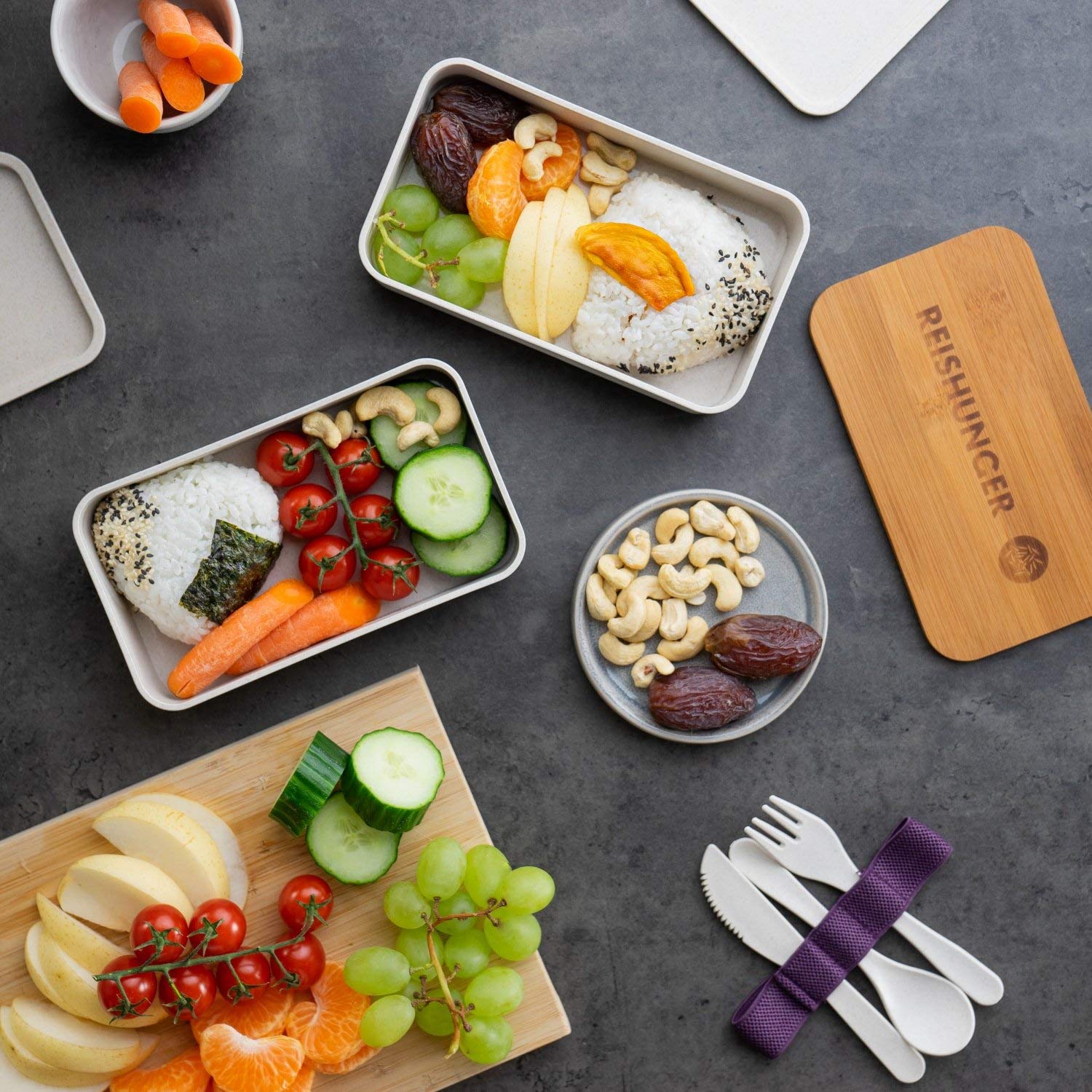Reishunger Bento Box Lunchbox Weiß 2x500 ml BPA-frei