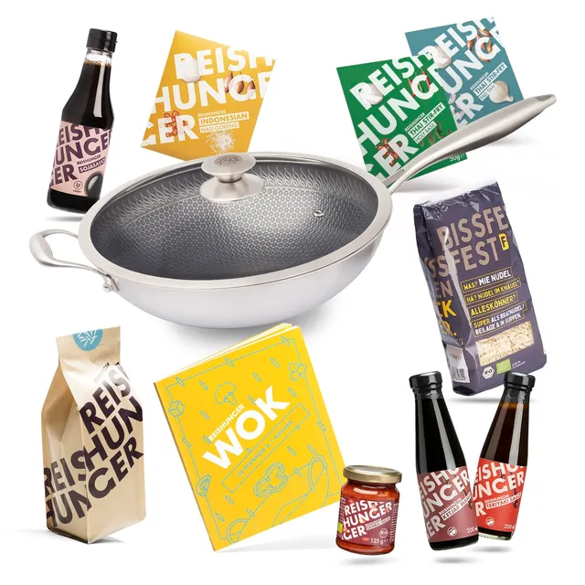Reishunger Wok Starter Set 11-teilig Edelstahl 32 cm