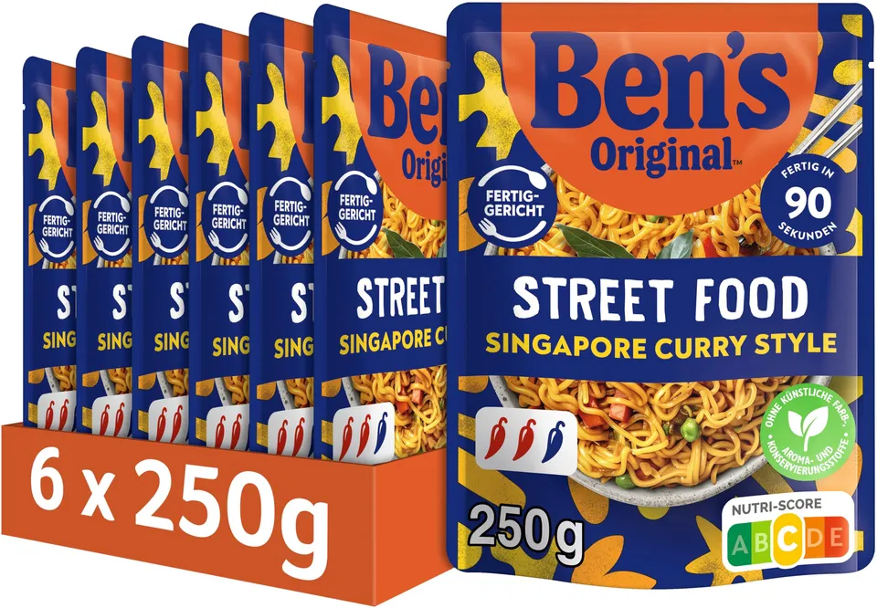 Ben's Original Street Food Singapore Curry Noodles 6x250g