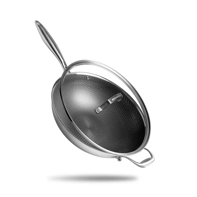 Reishunger Premium Wok 32 cm Edelstahl-Wok Antihaft