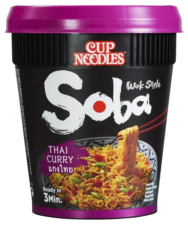 Nissin Cup Noodles Soba Thai Curry Instant-Nudeln 8x87 g